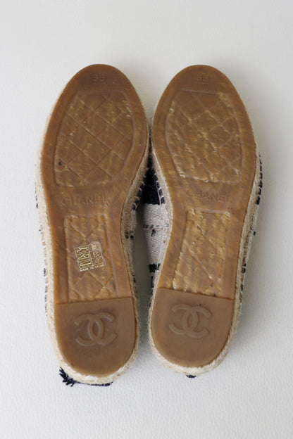 CHANEL Logo Canvas Espadrilles Blue