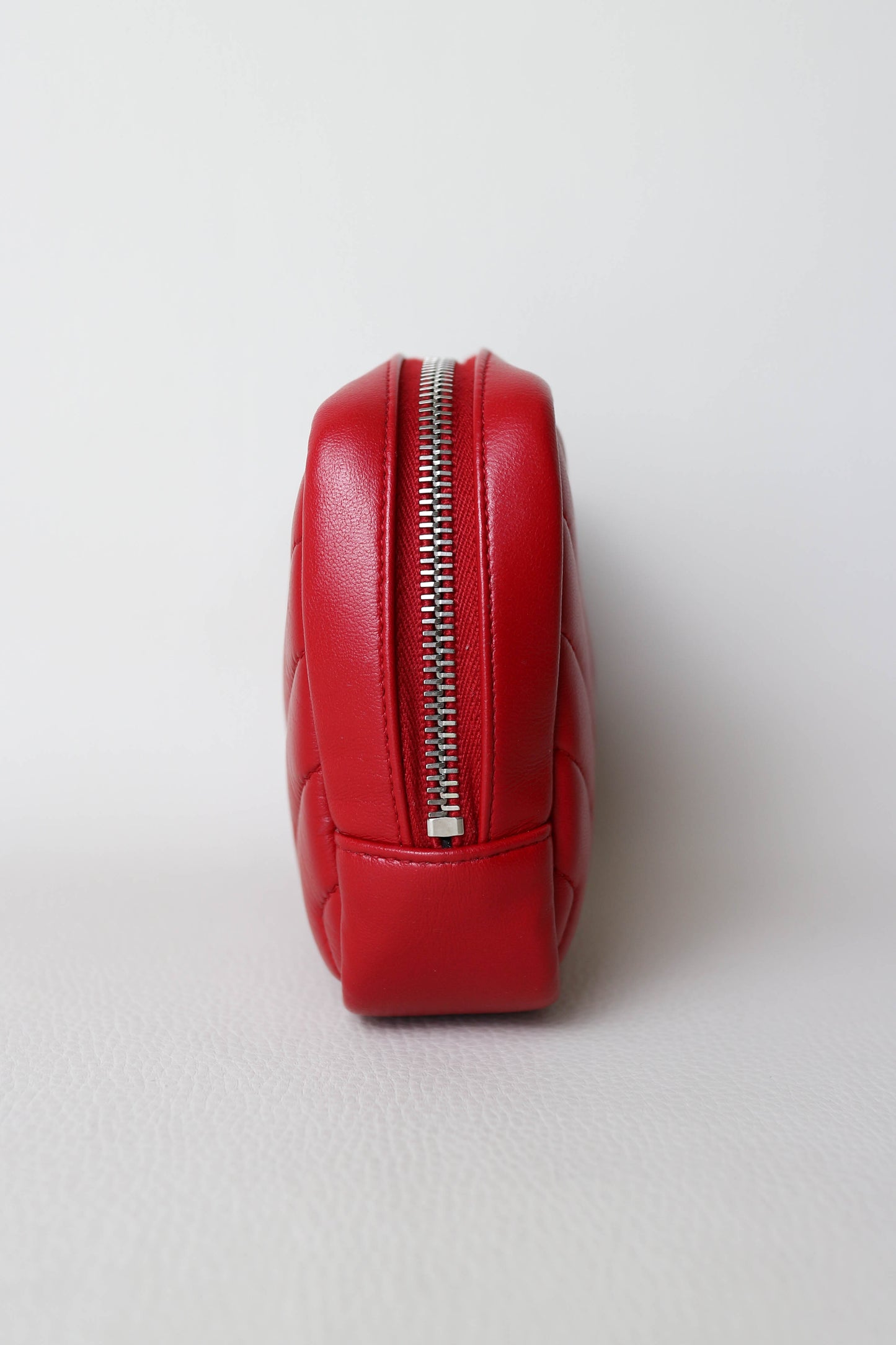 Saint Laurent Logo Leather Toiletry Pouch Red