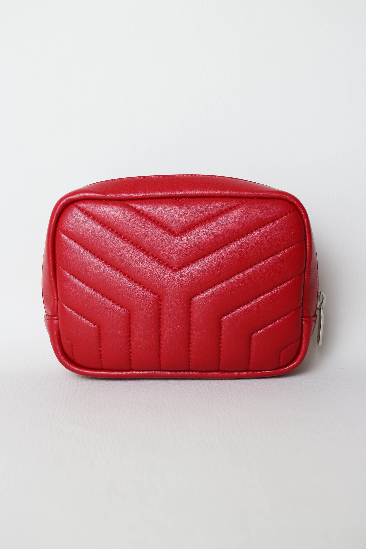 Saint Laurent Logo Leather Toiletry Pouch Red