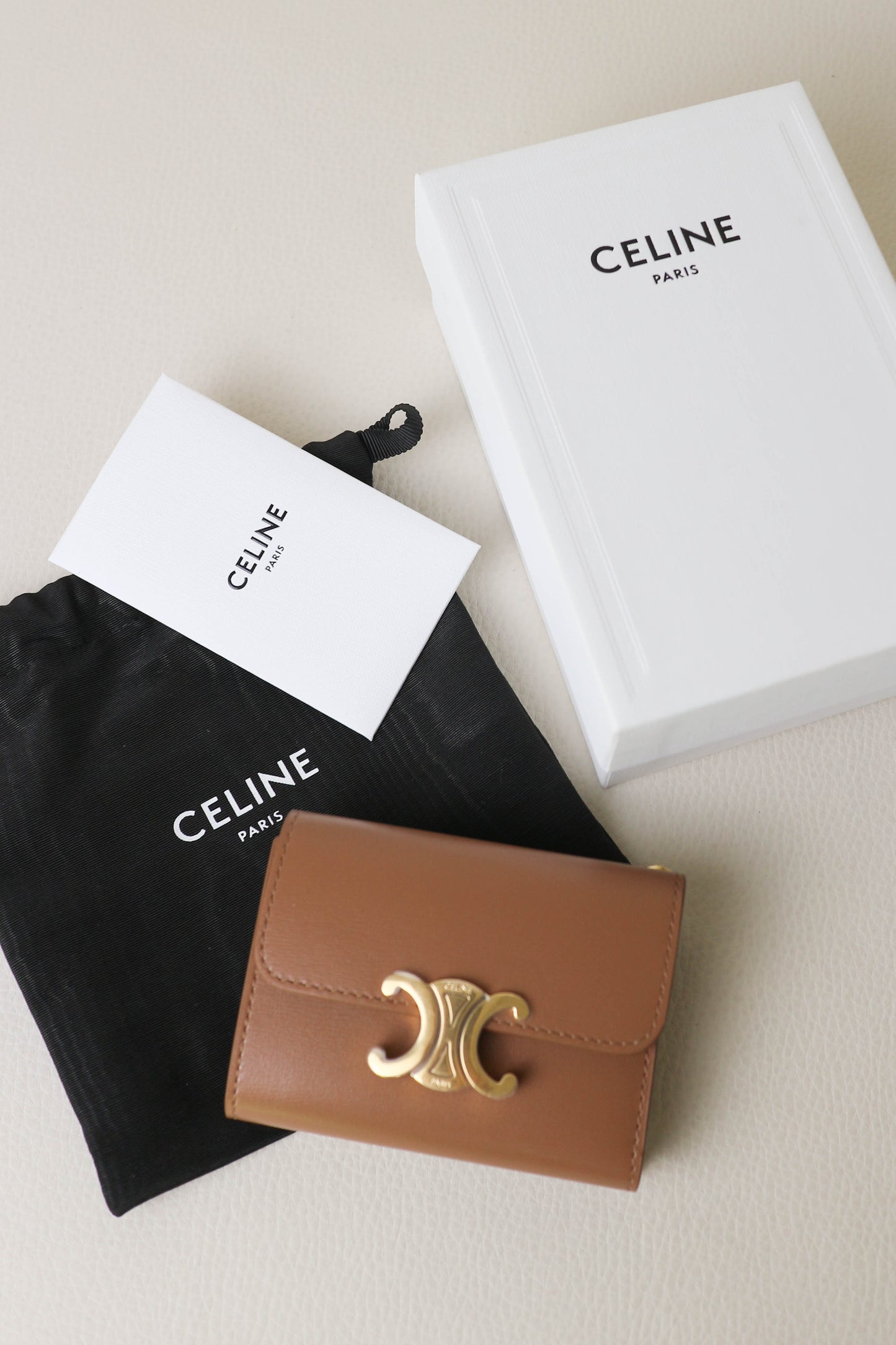 CELINE Triomphe Compact Wallet Brown