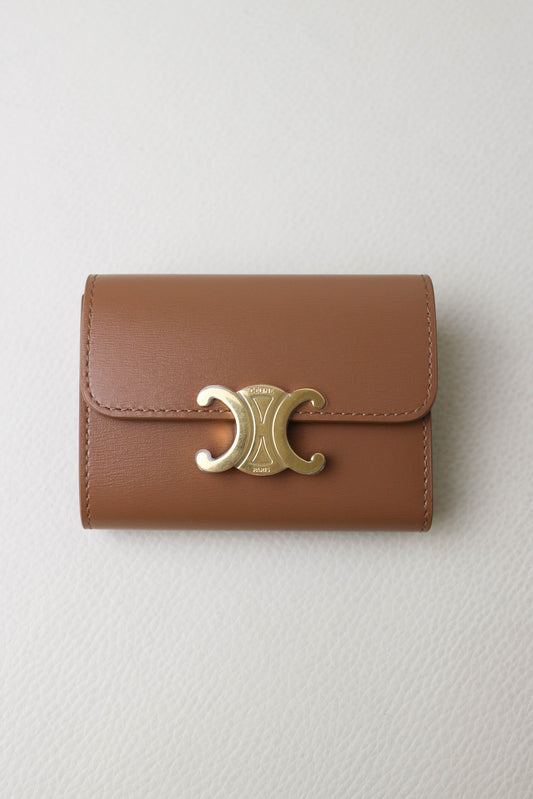 CELINE Triomphe Compact Wallet Brown