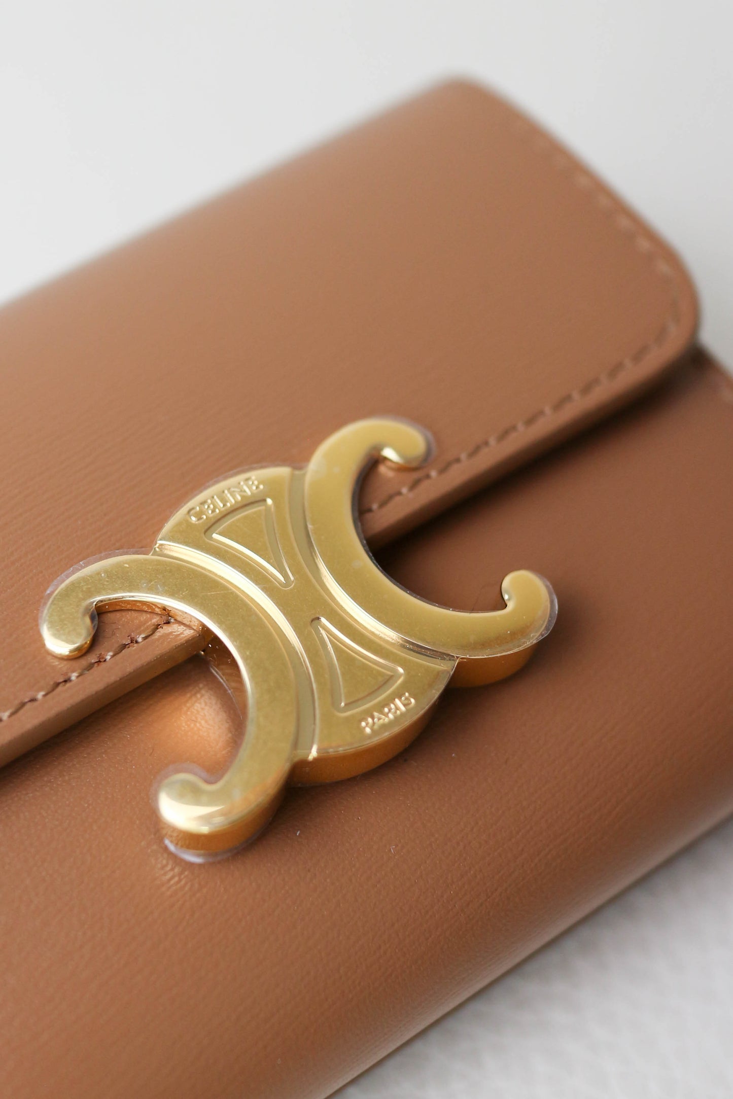 CELINE Triomphe Compact Wallet Brown