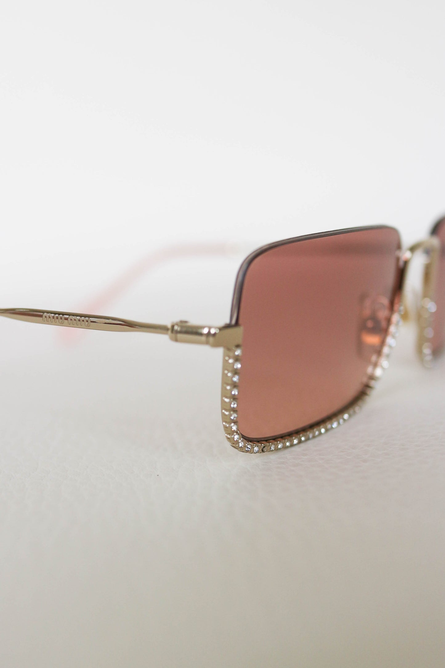 Miu Miu Tinted Crystal Sunglasses Gold