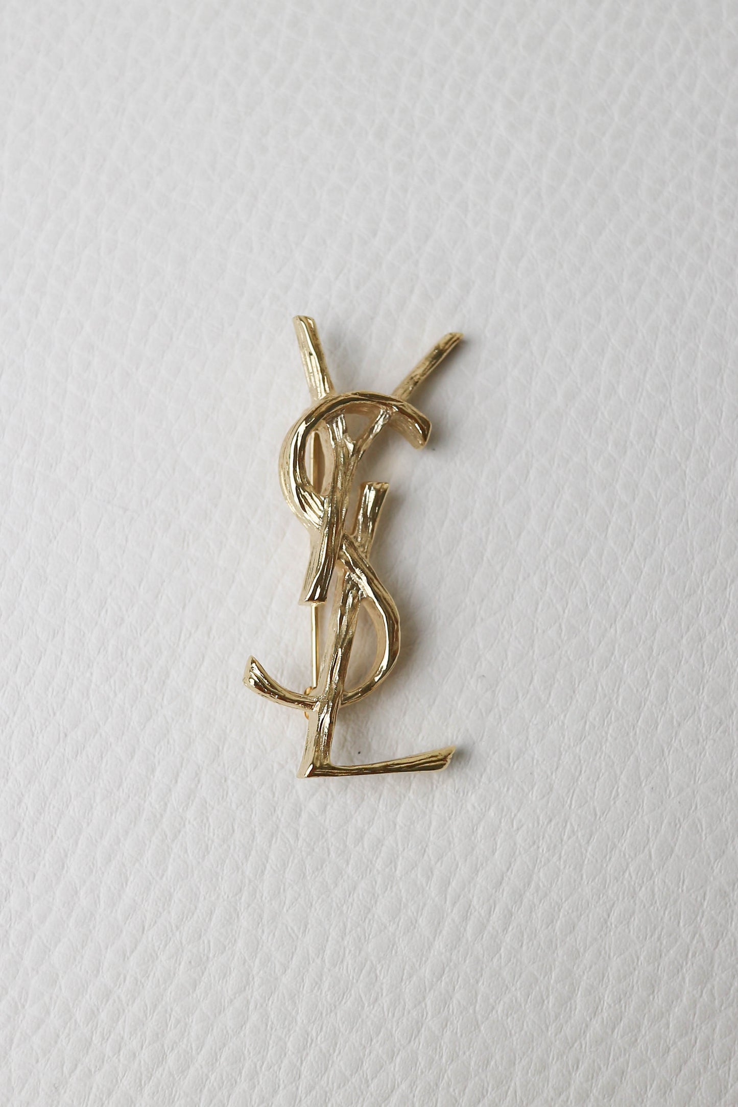 Saint Laurent Logo Broche Gold