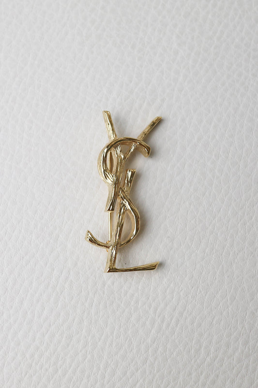 Saint Laurent Logo Broche Gold