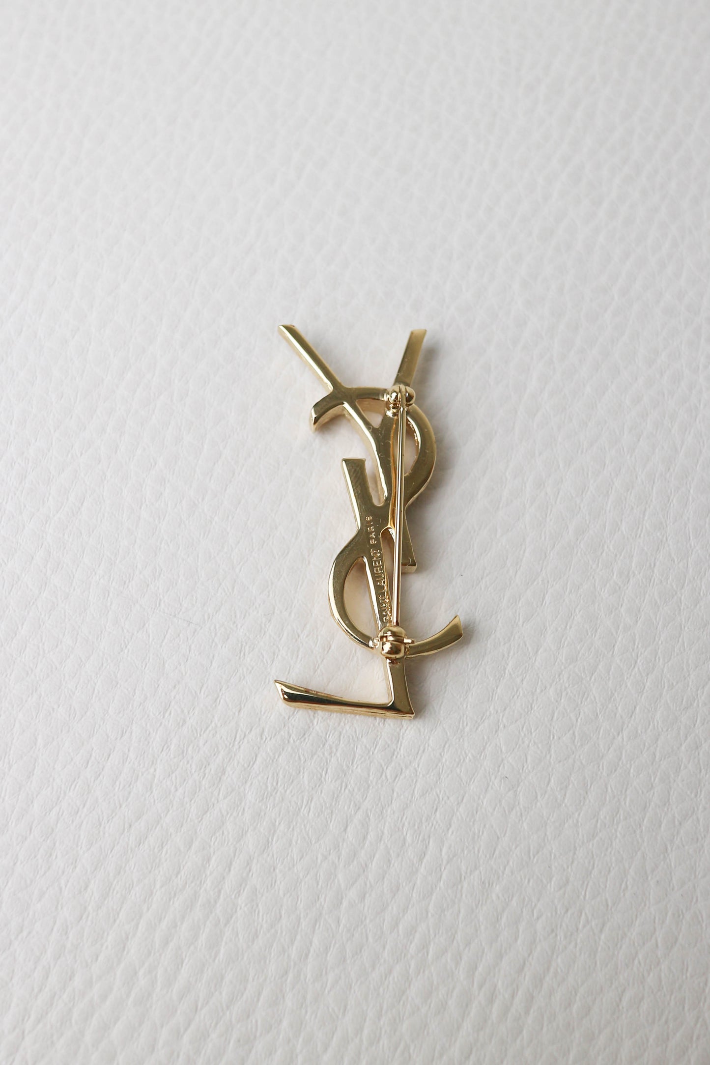 Saint Laurent Logo Broche Gold