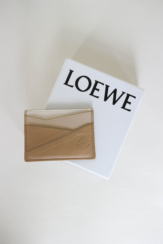 LOEWE Puzzle Leather Card Holder Beige