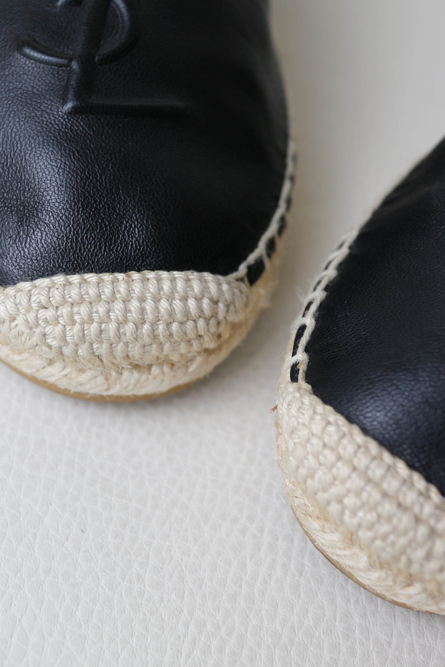Saint Laurent Logo Leather Espadrilles Black