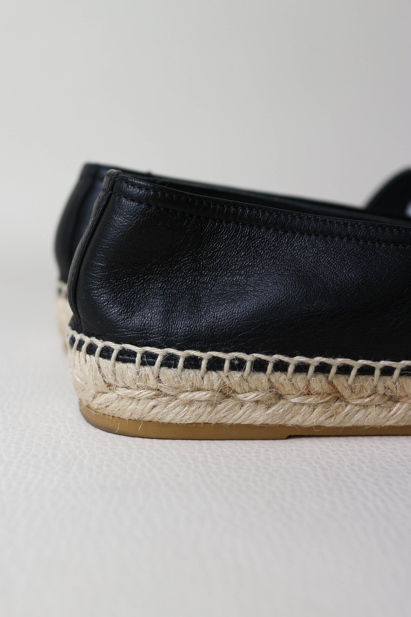Saint Laurent Logo Leather Espadrilles Black