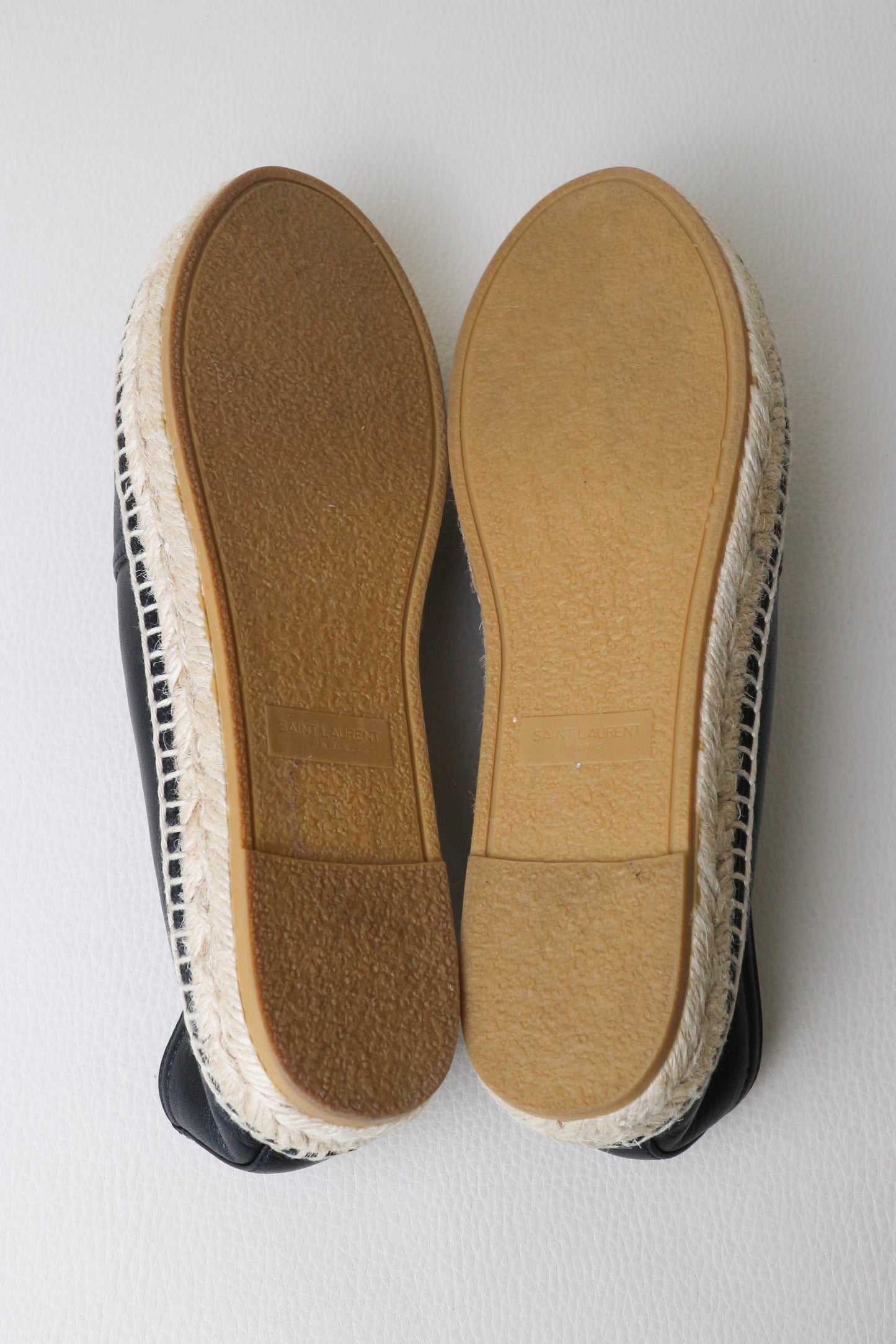 Saint Laurent Logo Leather Espadrilles Black