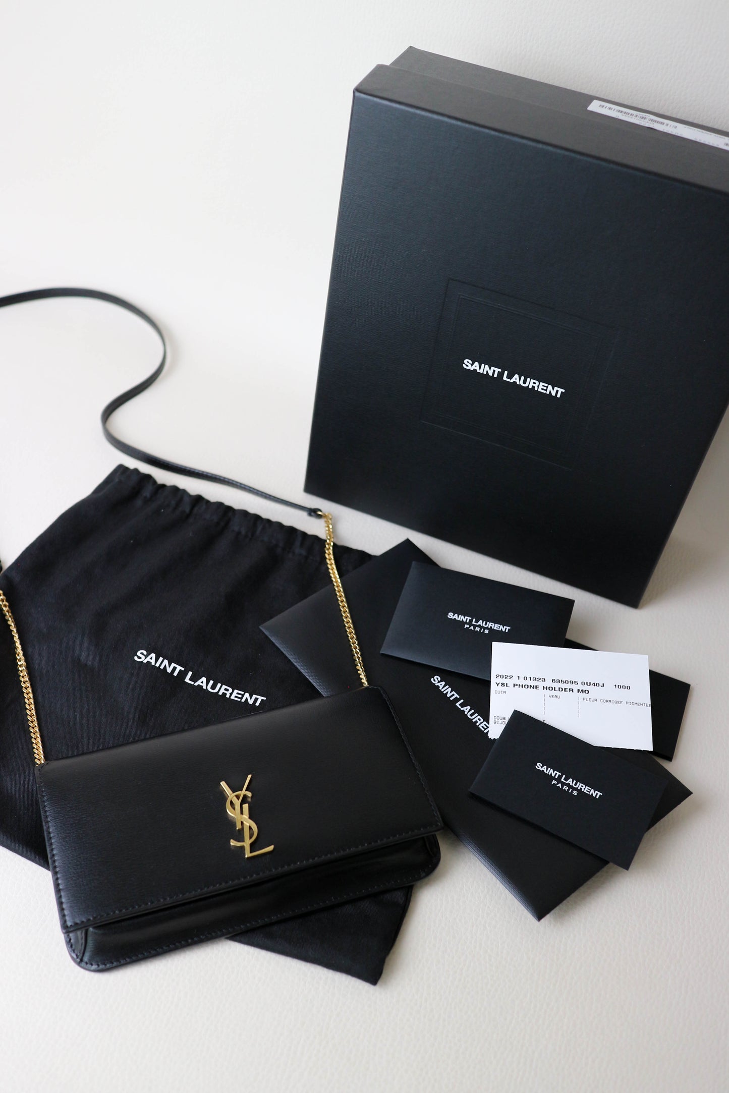 Saint Laurent Logo Phone Holder Bag Black