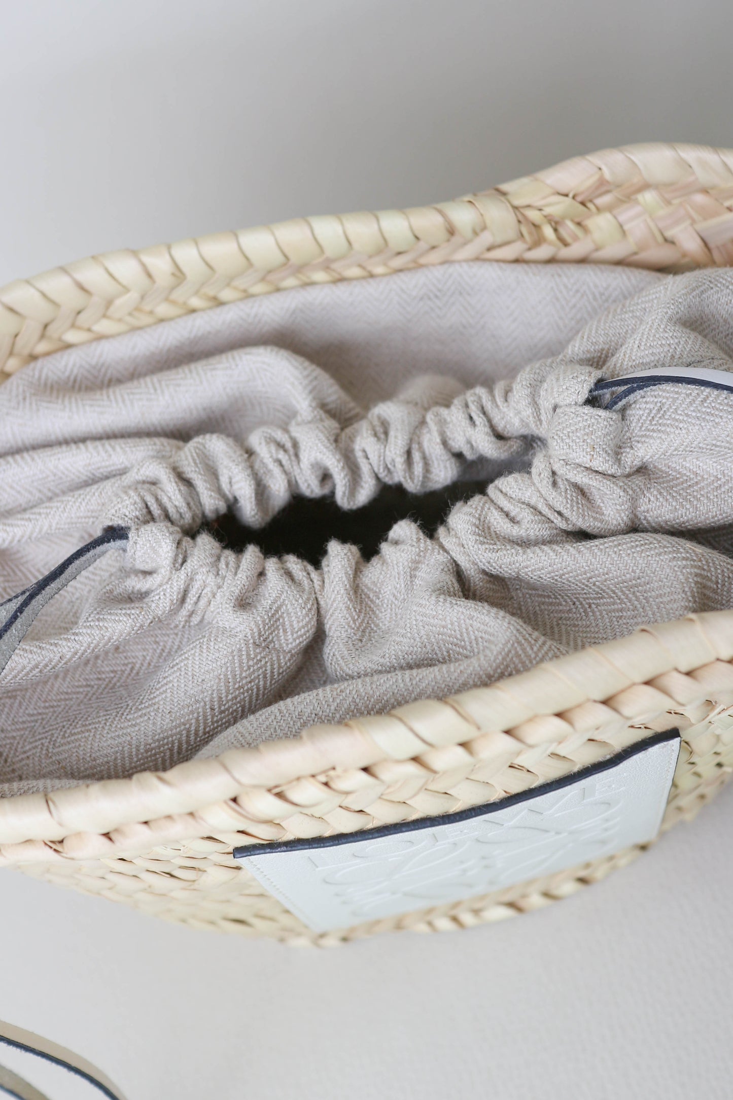 LOEWE Logo Raffia Shoulder Bag White