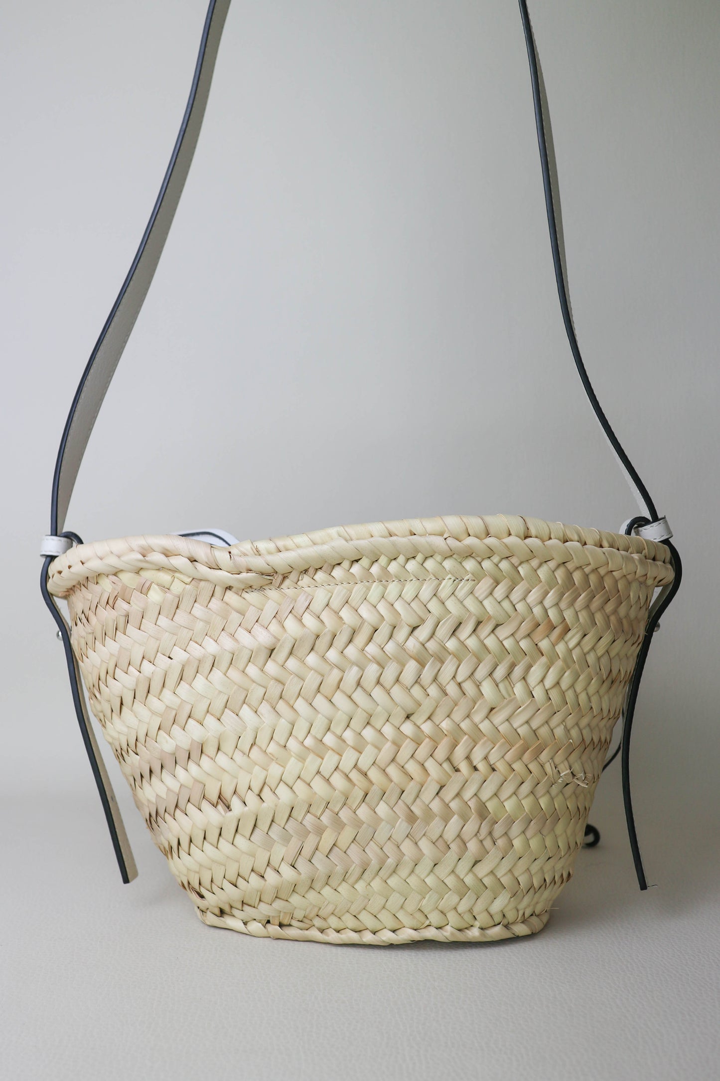 LOEWE Logo Raffia Shoulder Bag White