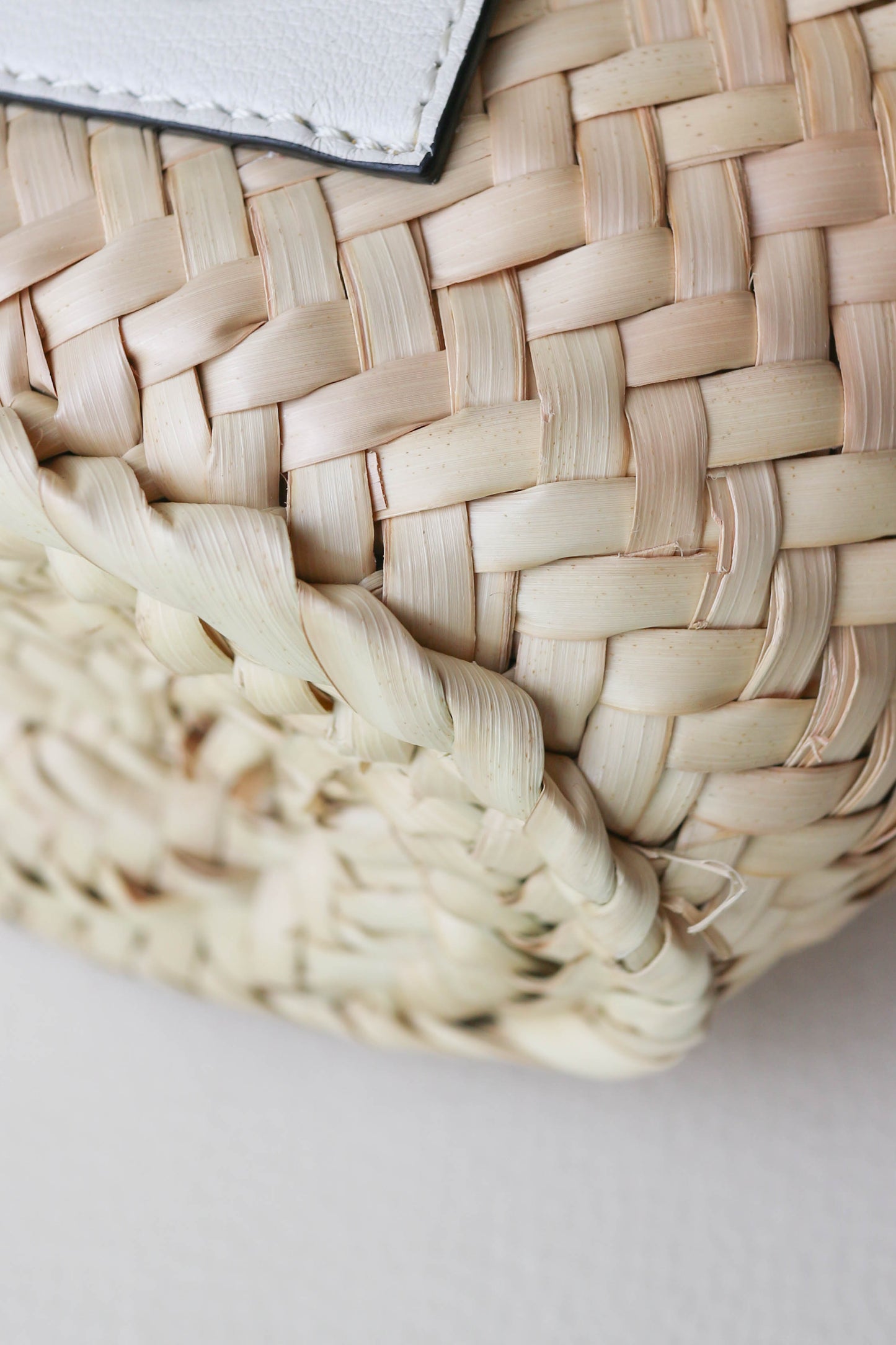 LOEWE Logo Raffia Shoulder Bag White