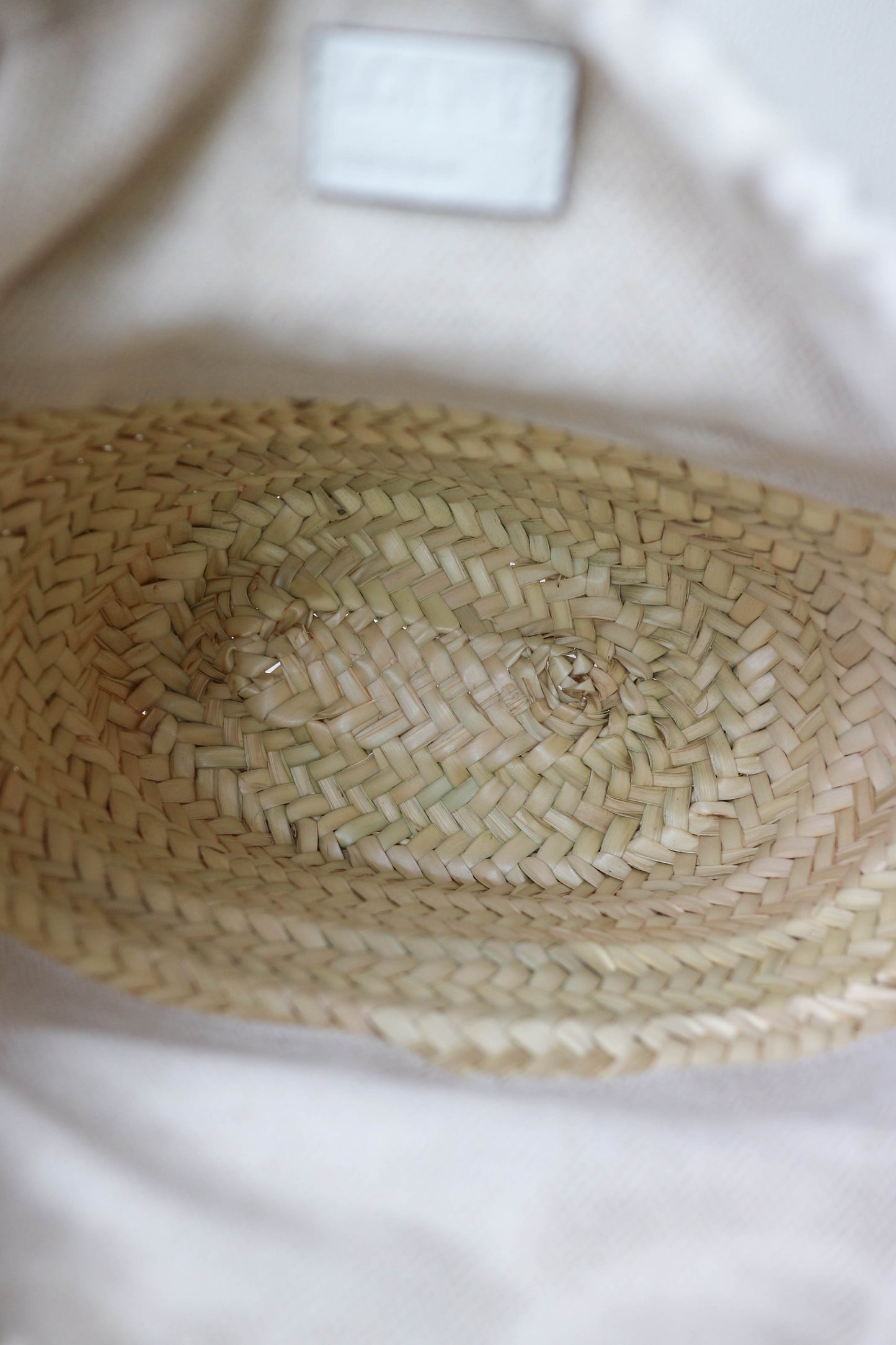 LOEWE Logo Raffia Shoulder Bag White