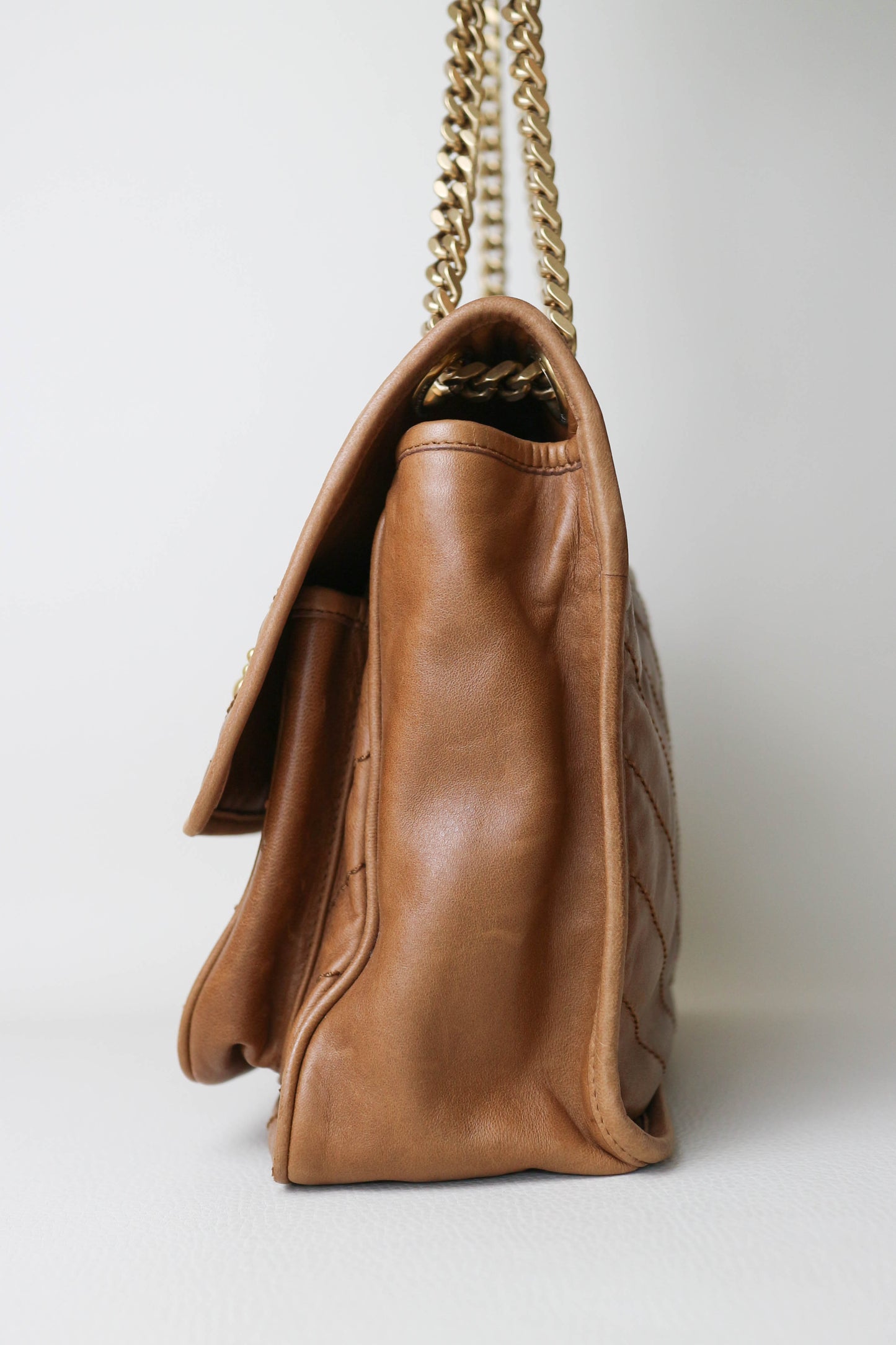 Saint Laurent Niki Studded Shoulder Bag Brown