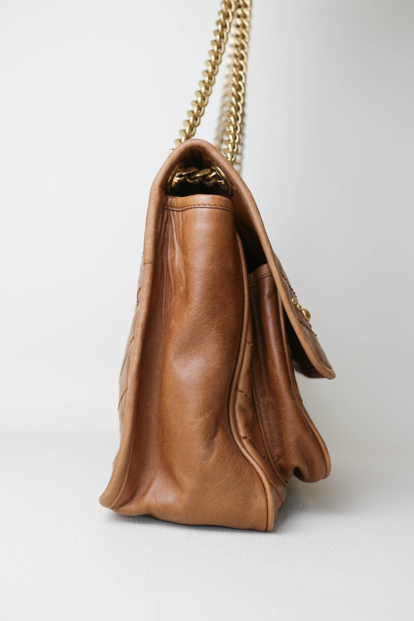 Saint Laurent Niki Studded Shoulder Bag Brown