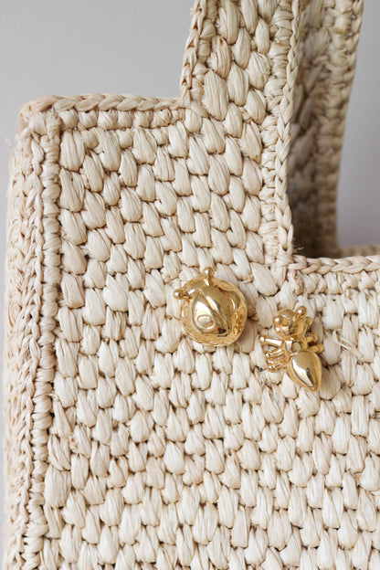 LOEWE Animal Bag Charm Studs Gold