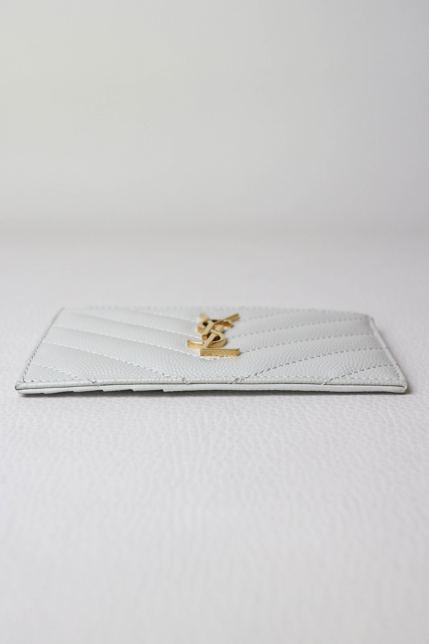 Saint Laurent Cassandre Logo Zip Card Holder White