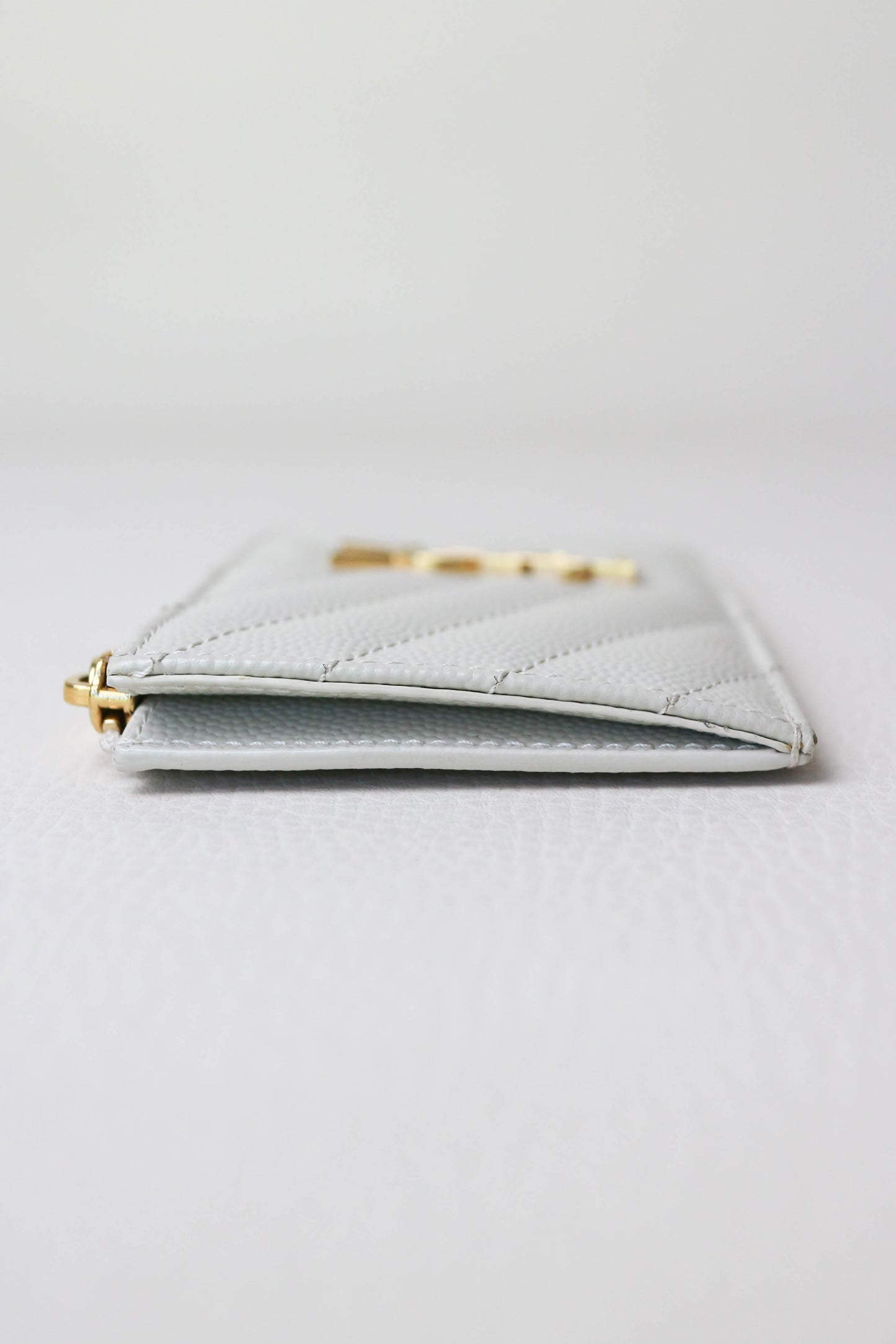 Saint Laurent Cassandre Logo Zip Card Holder White