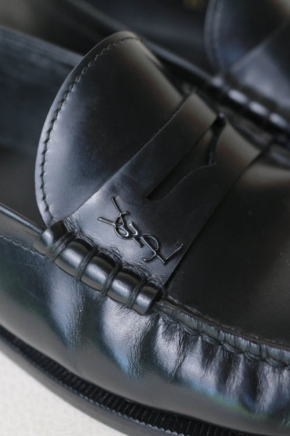 Saint Laurent Leather Penny Loafers Black