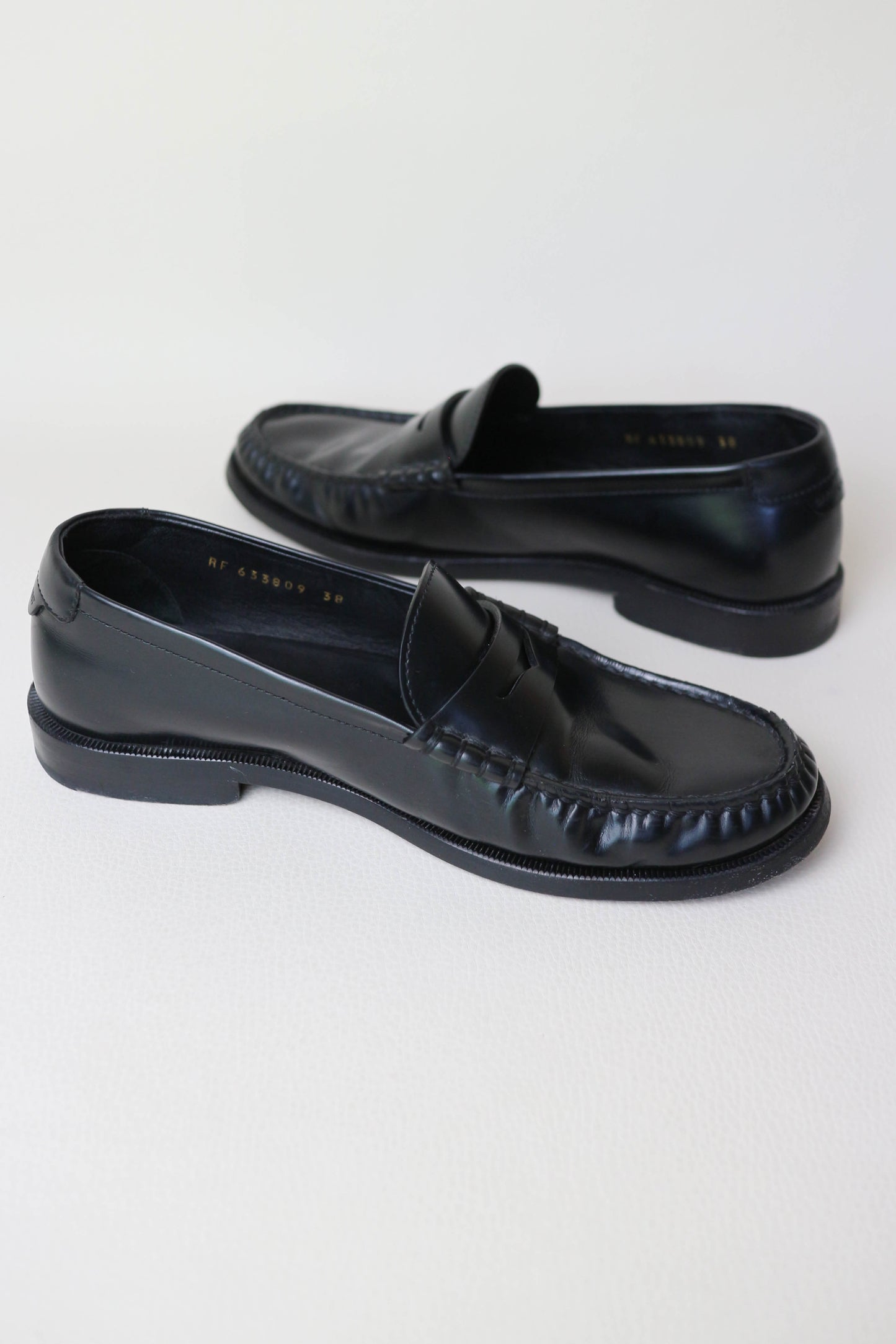 Saint Laurent Leather Penny Loafers Black