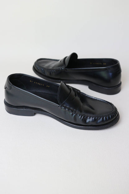 Saint Laurent Leather Penny Loafers Black