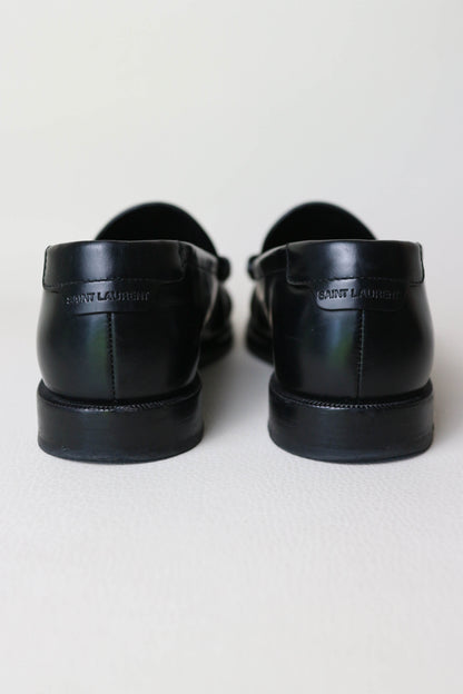 Saint Laurent Leather Penny Loafers Black