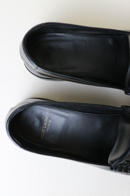 Saint Laurent Leather Penny Loafers Black