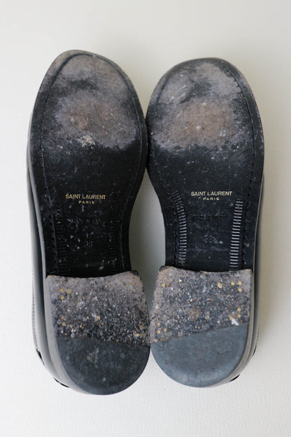 Saint Laurent Leather Penny Loafers Black