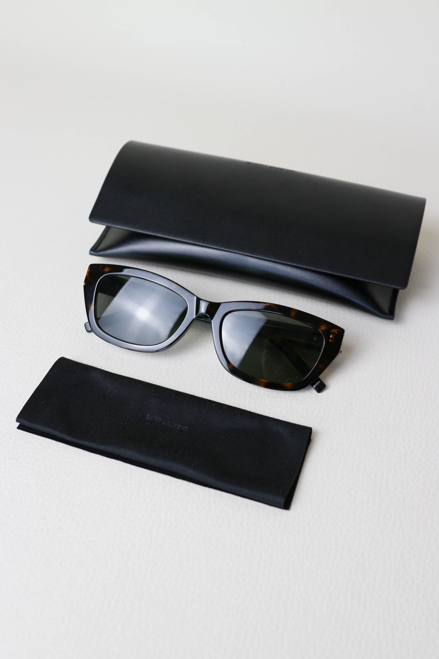 Saint Laurent Logo Sunglasses Tortoise