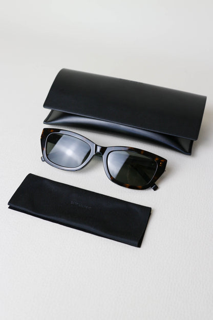 Saint Laurent Logo Sunglasses Tortoise