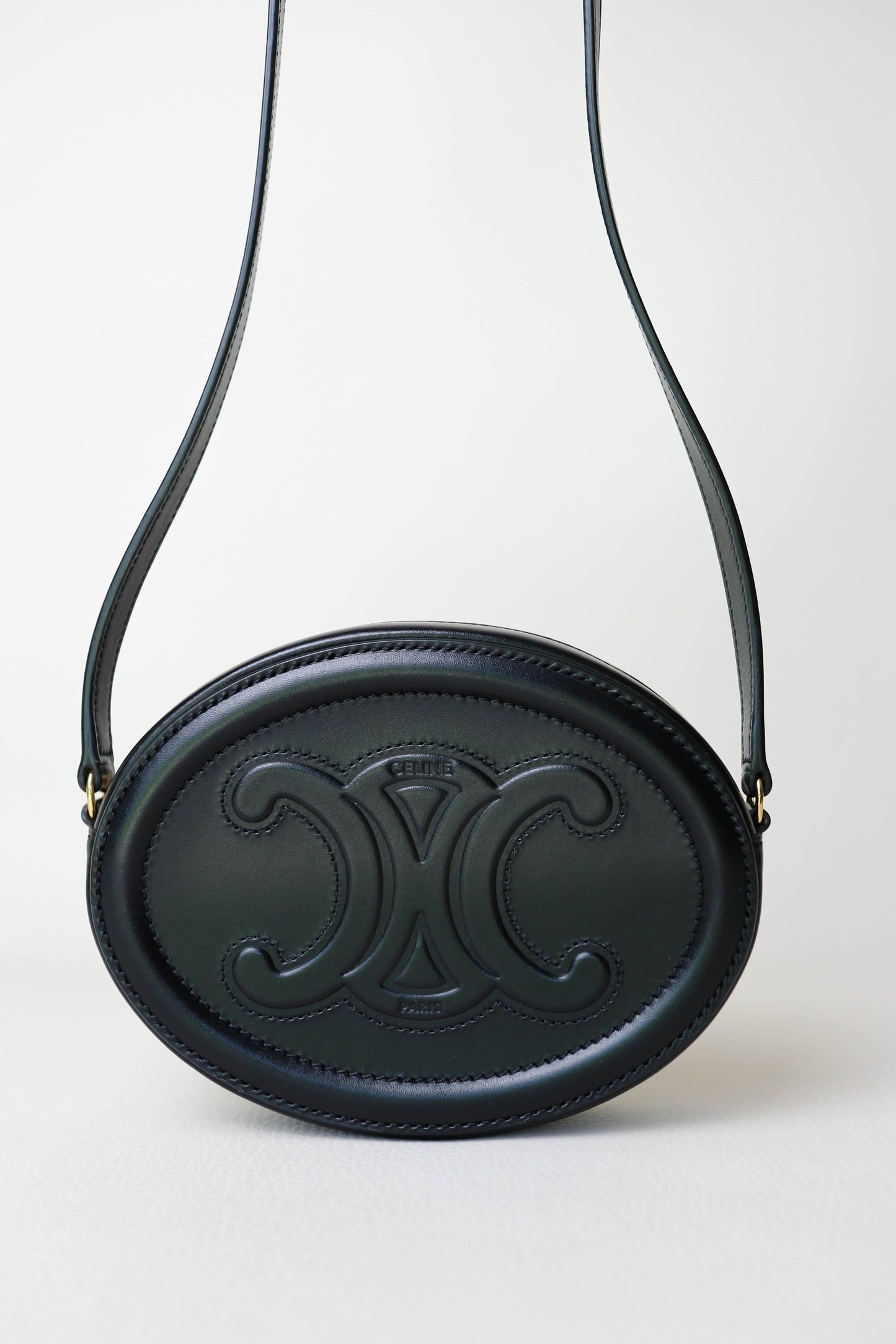 CELINE Triomphe Oval Crossbody Bag Black