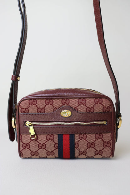 Gucci Ophidia Canvas Mini Bag Burgundy