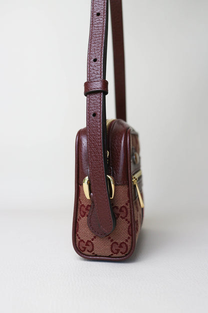 Gucci Ophidia Canvas Mini Bag Burgundy