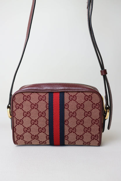 Gucci Ophidia Canvas Mini Bag Burgundy