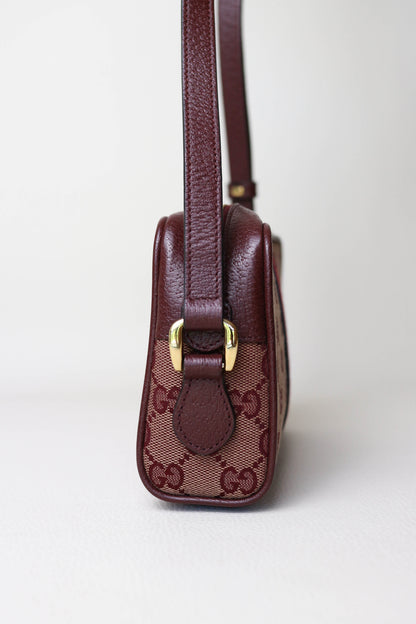 Gucci Ophidia Canvas Mini Bag Burgundy