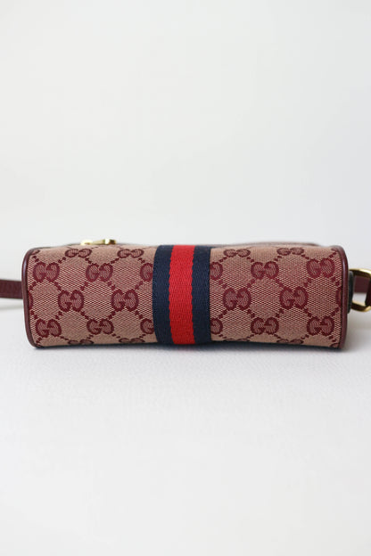 Gucci Ophidia Canvas Mini Bag Burgundy