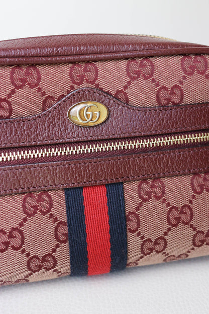 Gucci Ophidia Canvas Mini Bag Burgundy