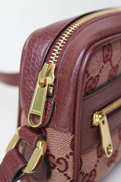 Gucci Ophidia Canvas Mini Bag Burgundy