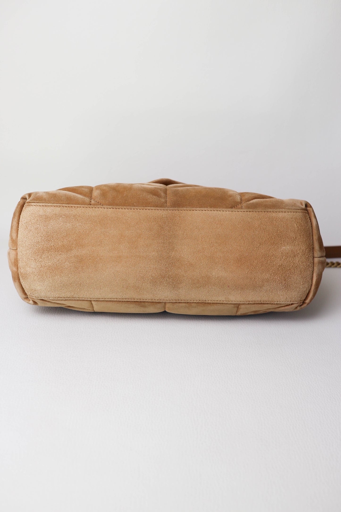 Saint Laurent Loulou Puffer Shoulder Bag Suede Brown