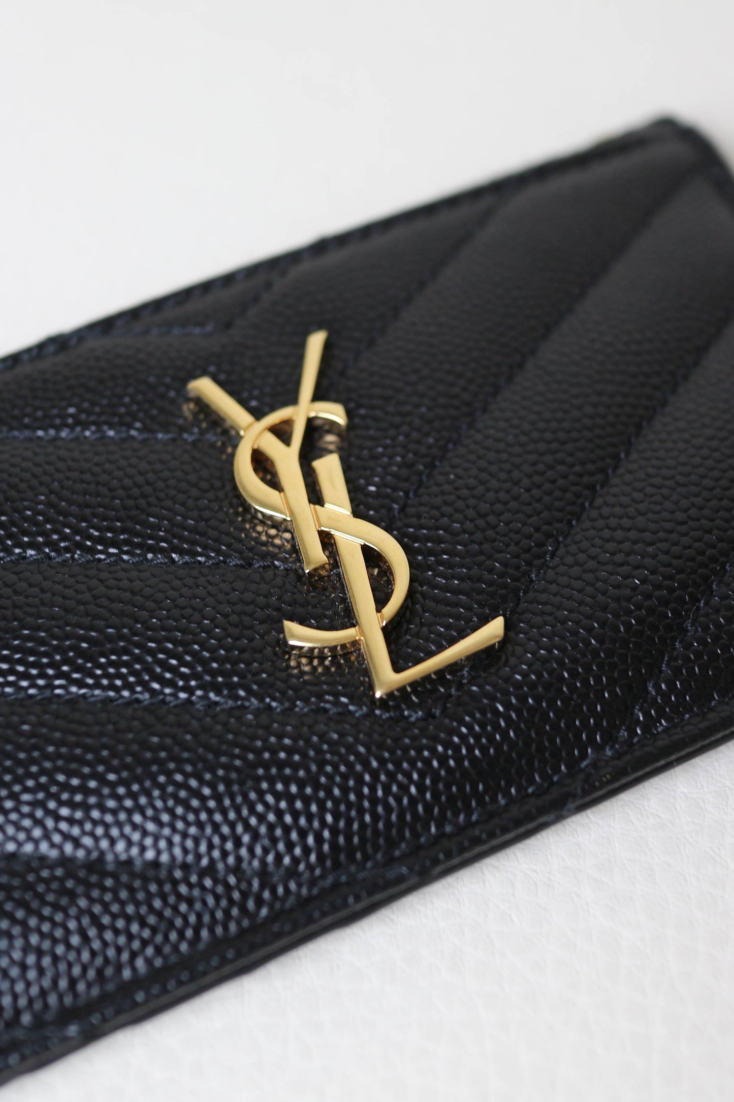 Saint Laurent Cassandre Logo Zip Card Holder Black