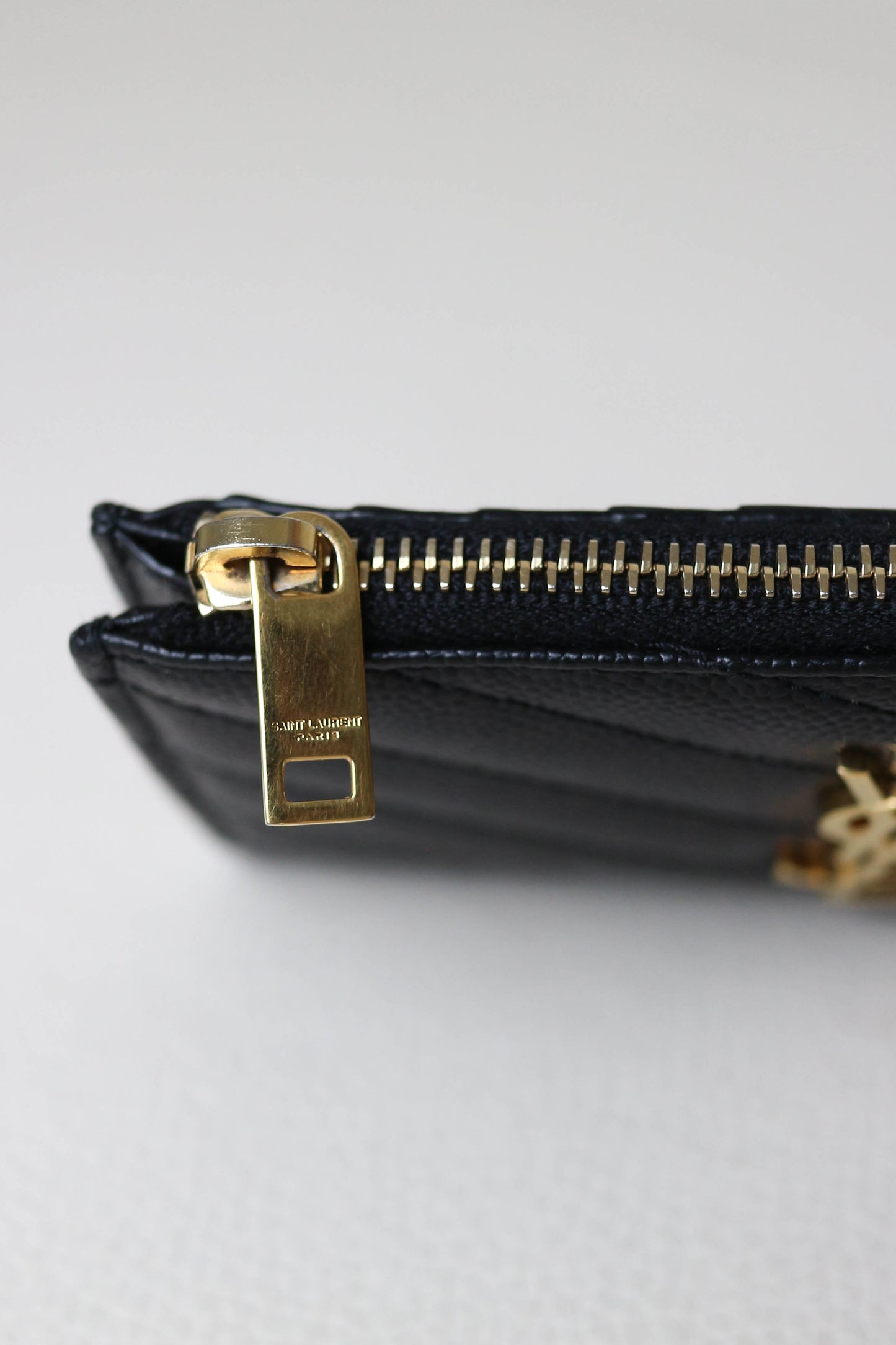 Saint Laurent Cassandre Logo Zip Card Holder Black