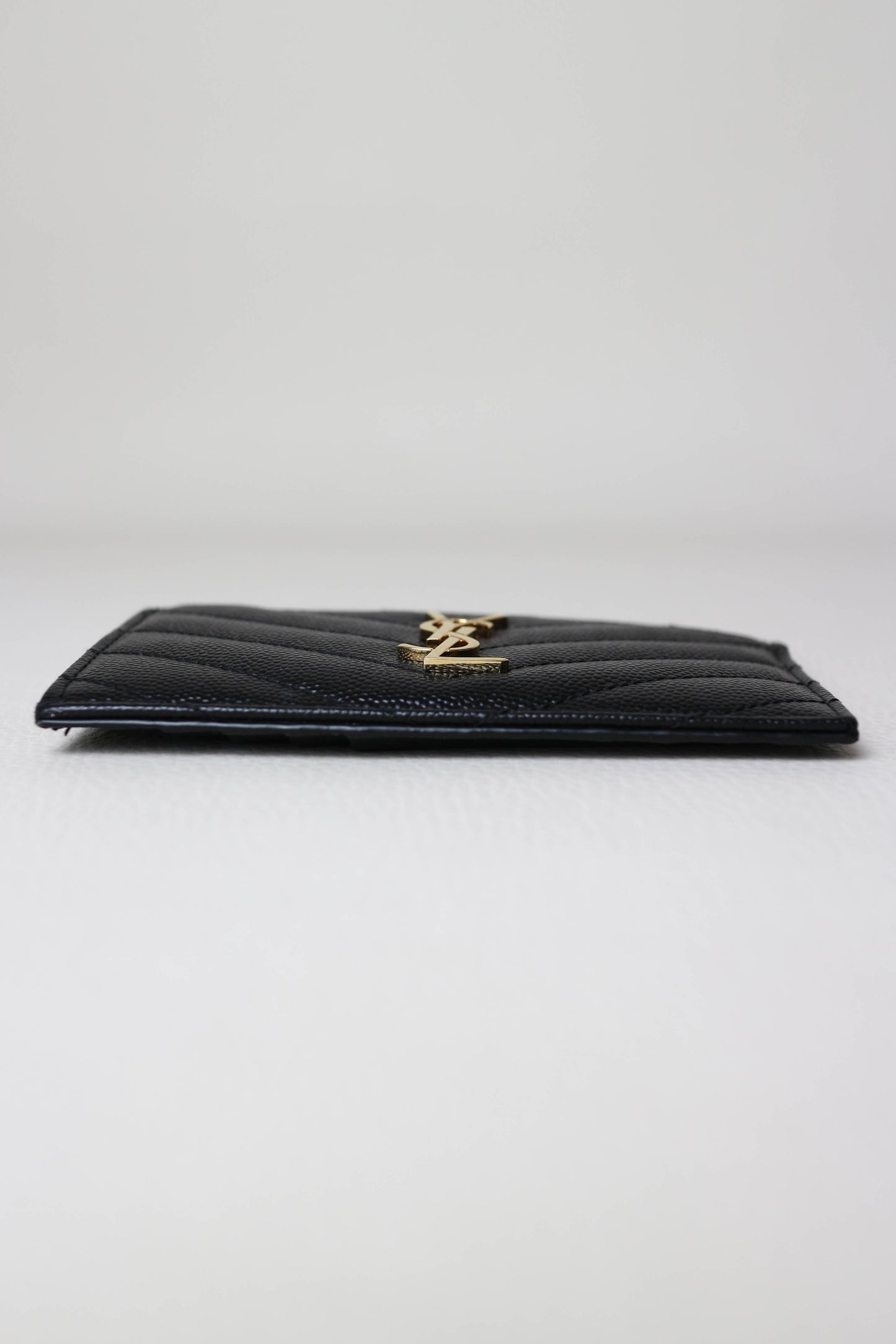 Saint Laurent Cassandre Logo Zip Card Holder Black