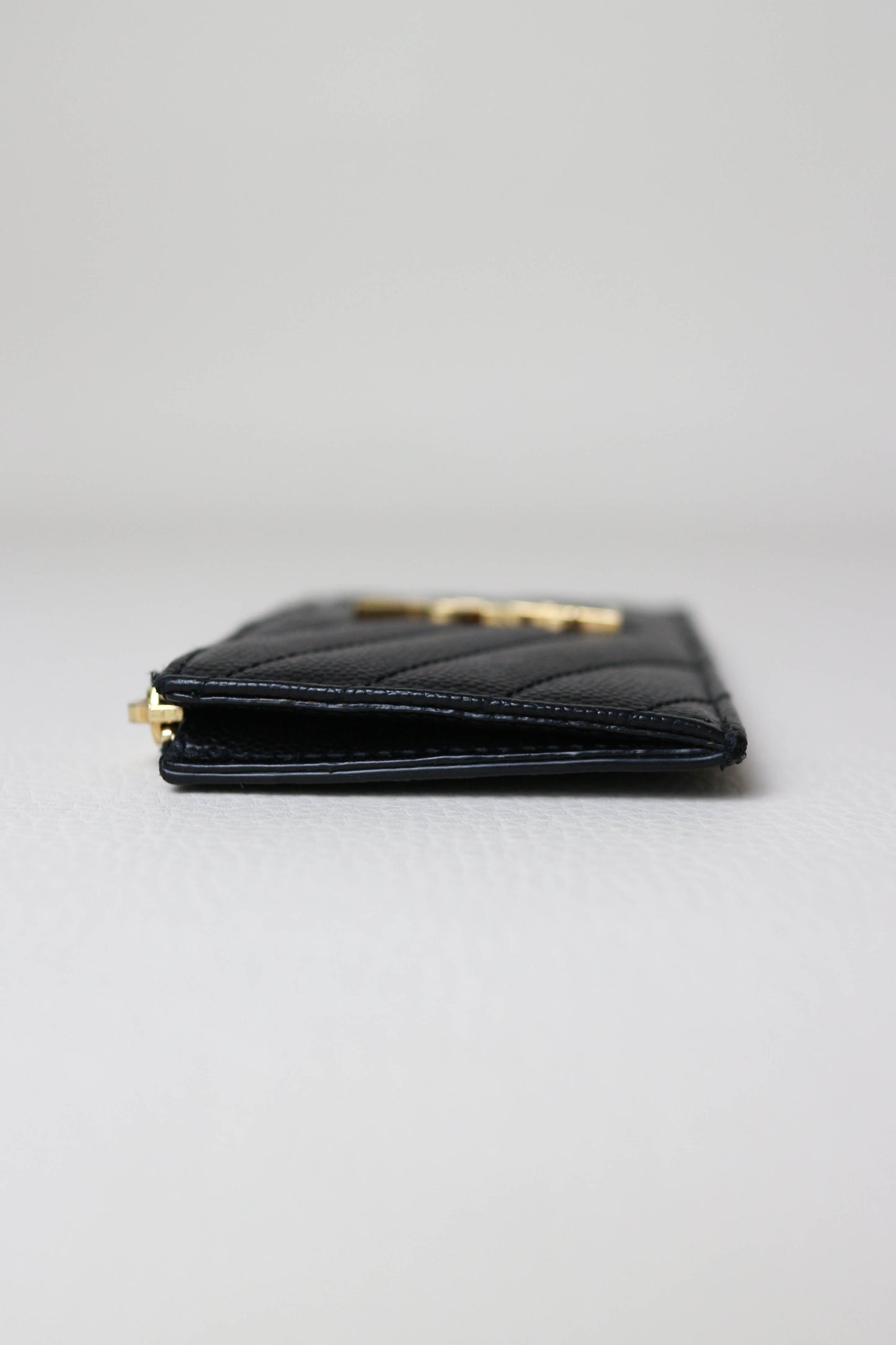 Saint Laurent Cassandre Logo Zip Card Holder Black
