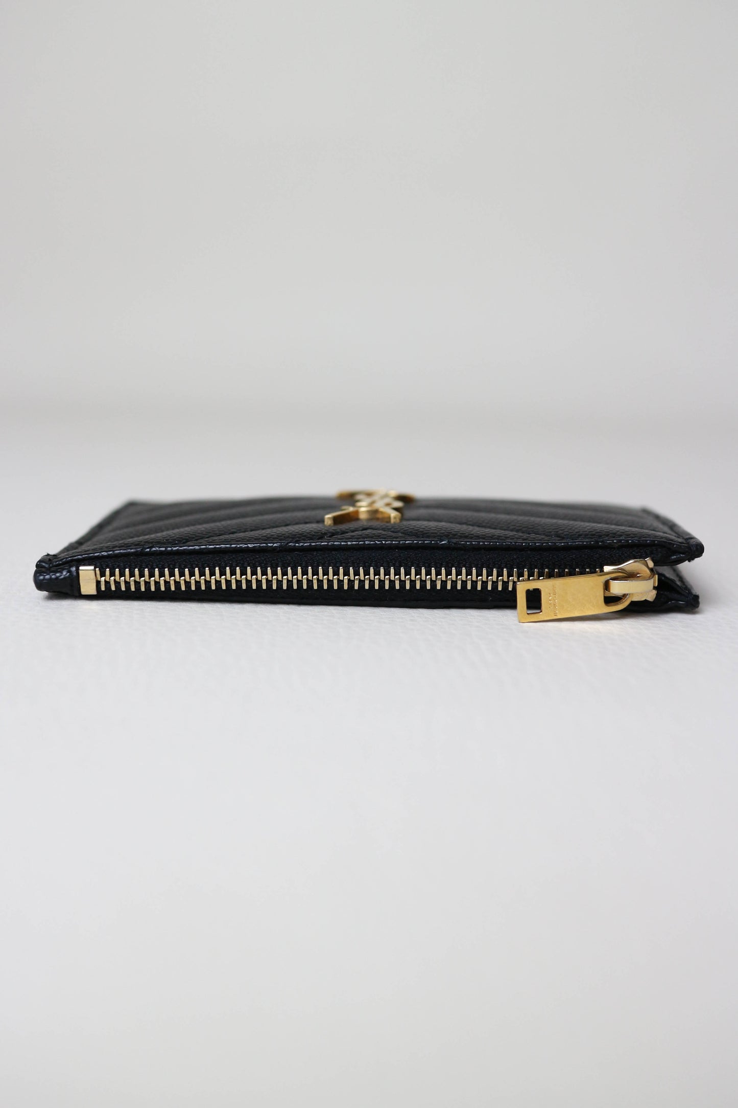 Saint Laurent Cassandre Logo Zip Card Holder Black