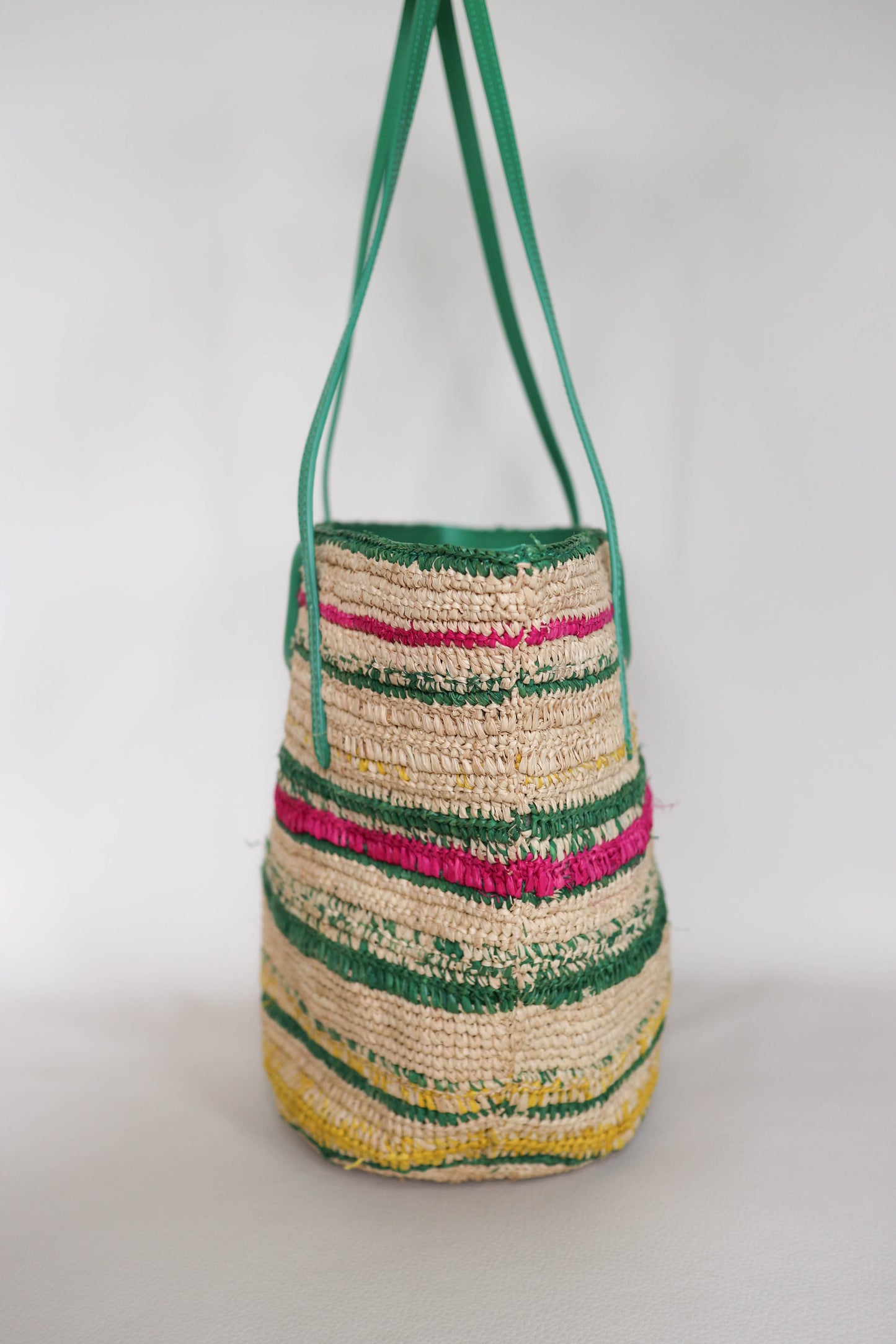 Maje Raffia Leather Tote Bag Green