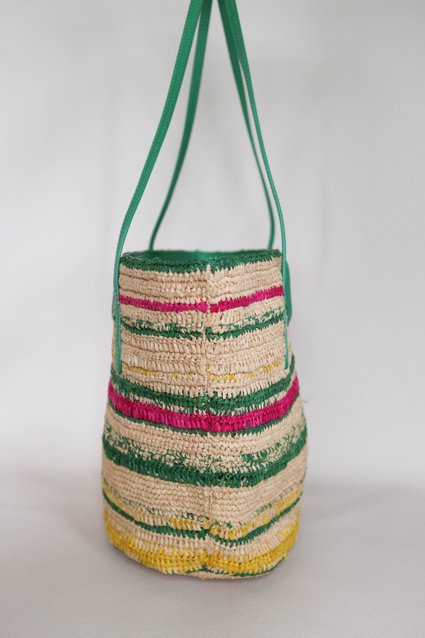 Maje Raffia Leather Tote Bag Green