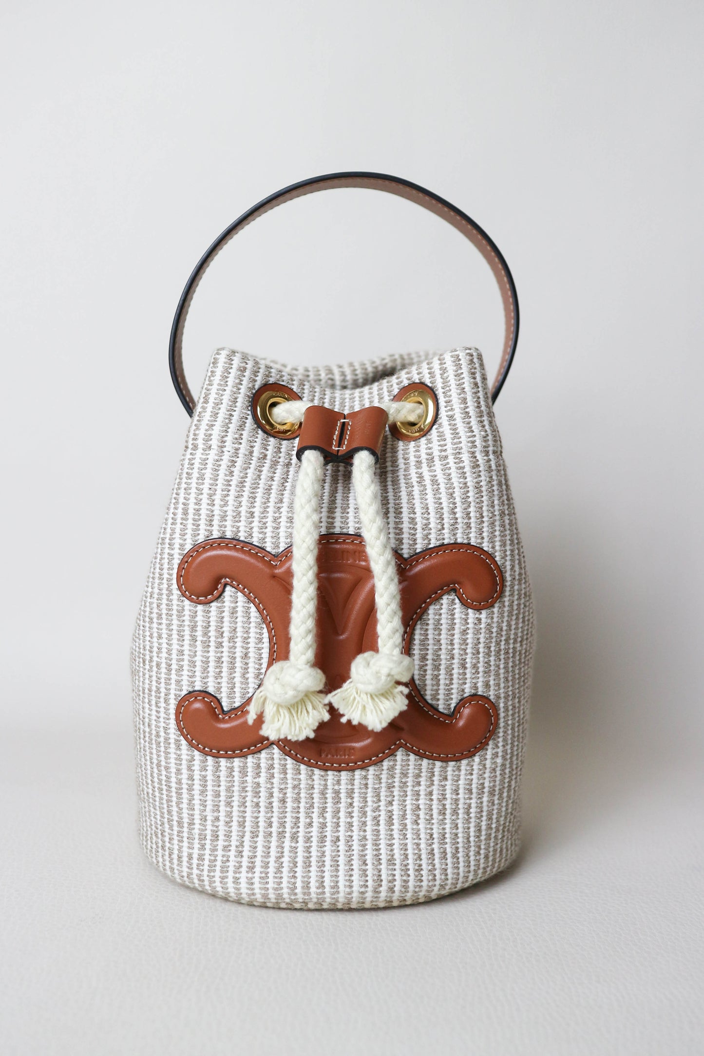 CELINE Canvas Mini Bucket Bag Beige