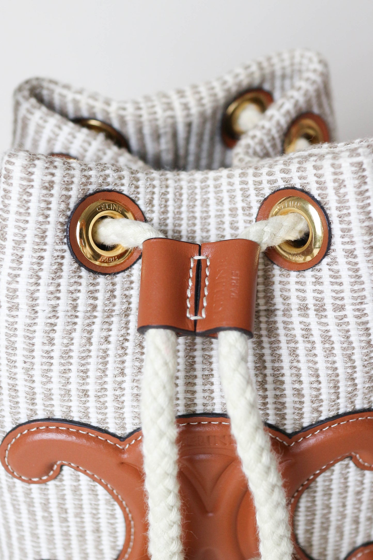 CELINE Canvas Mini Bucket Bag Beige